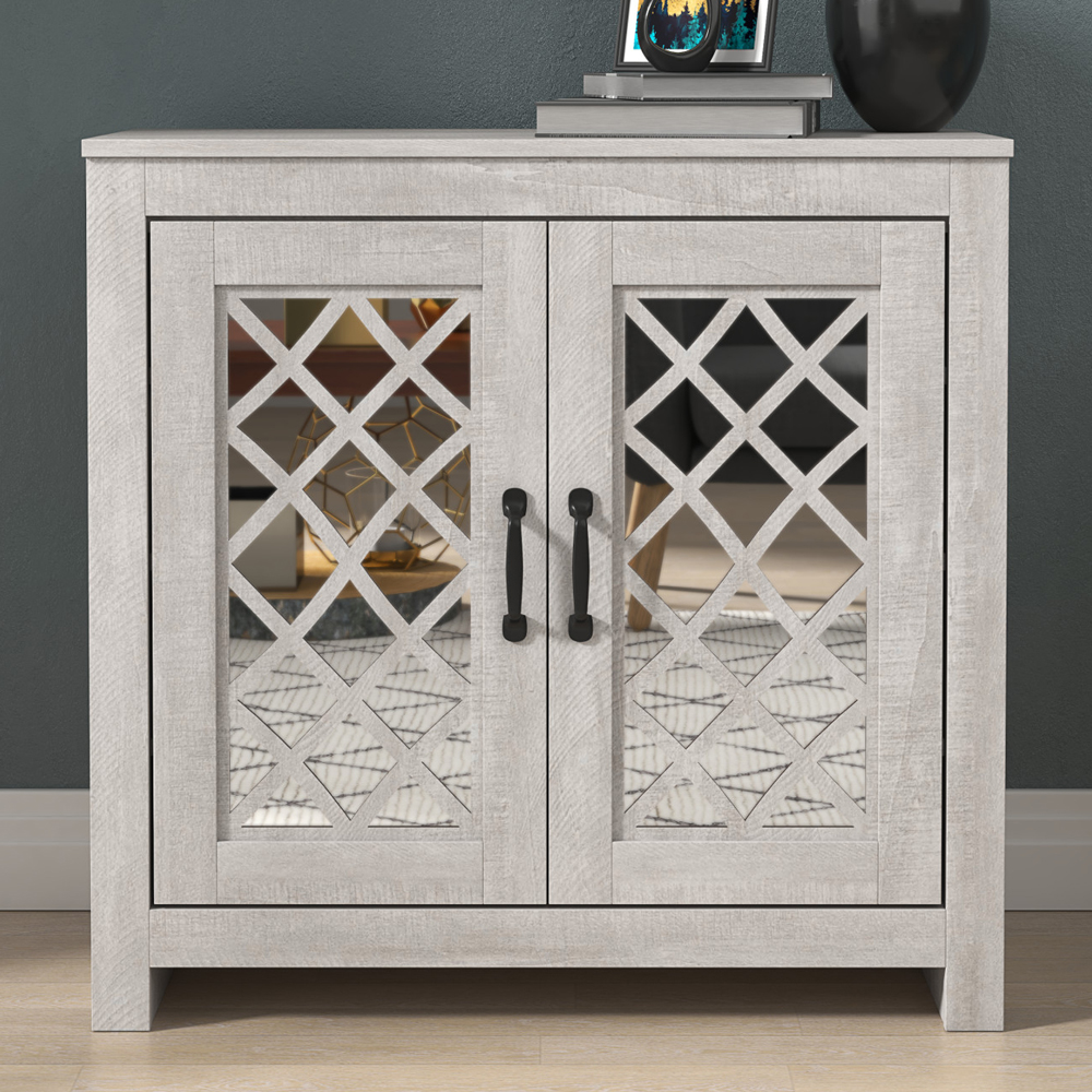 Tirana Wooden Shoe Cabinet With 2 Doors In Grey Oak