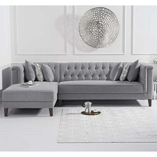 Tislit Linen Fabric Left Facing Corner Chaise Sofa In Grey_1