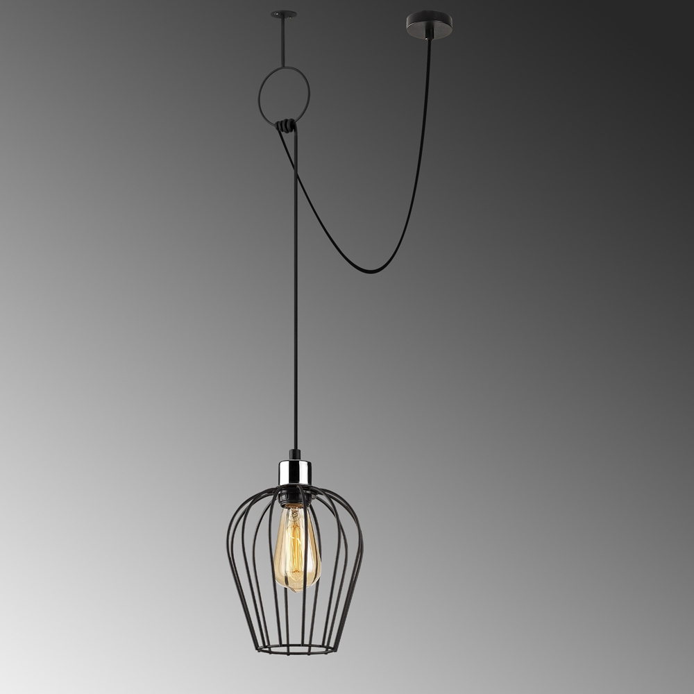 Titan Large Metal Ceiling Pendant Light in Black
