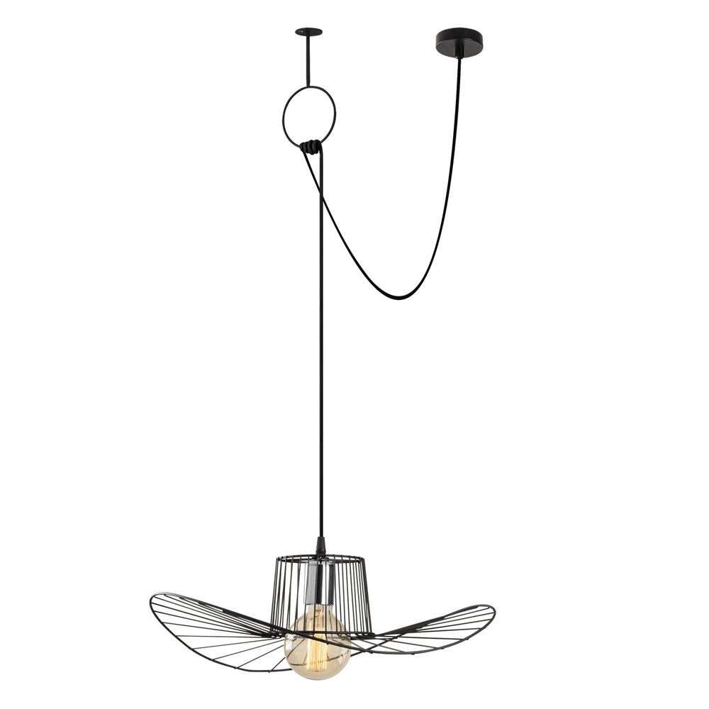 Titan Metal Hat Shape Adjusting Ceiling Pendant Light in Black