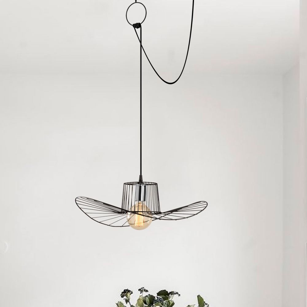 Titan Metal Hat Shape Adjusting Ceiling Pendant Light in Black