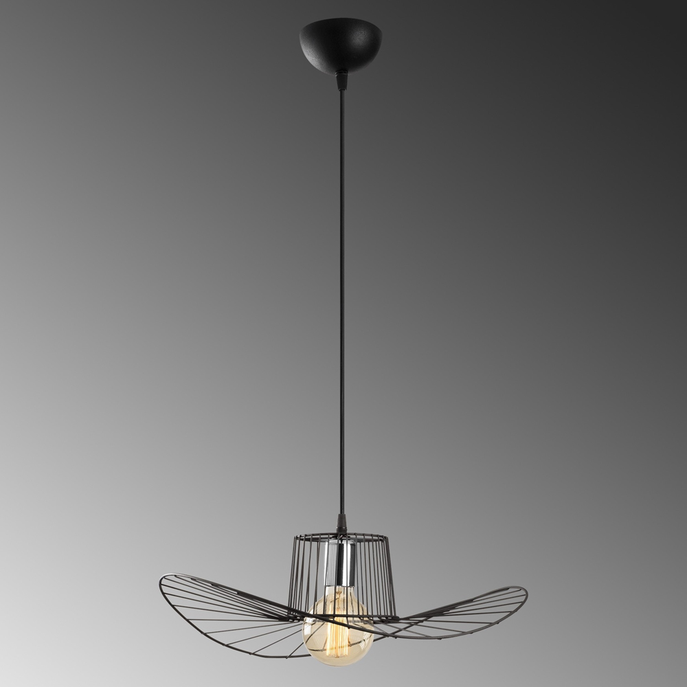 Titan Metal Hat Shape Ceiling Pendant Light in Black
