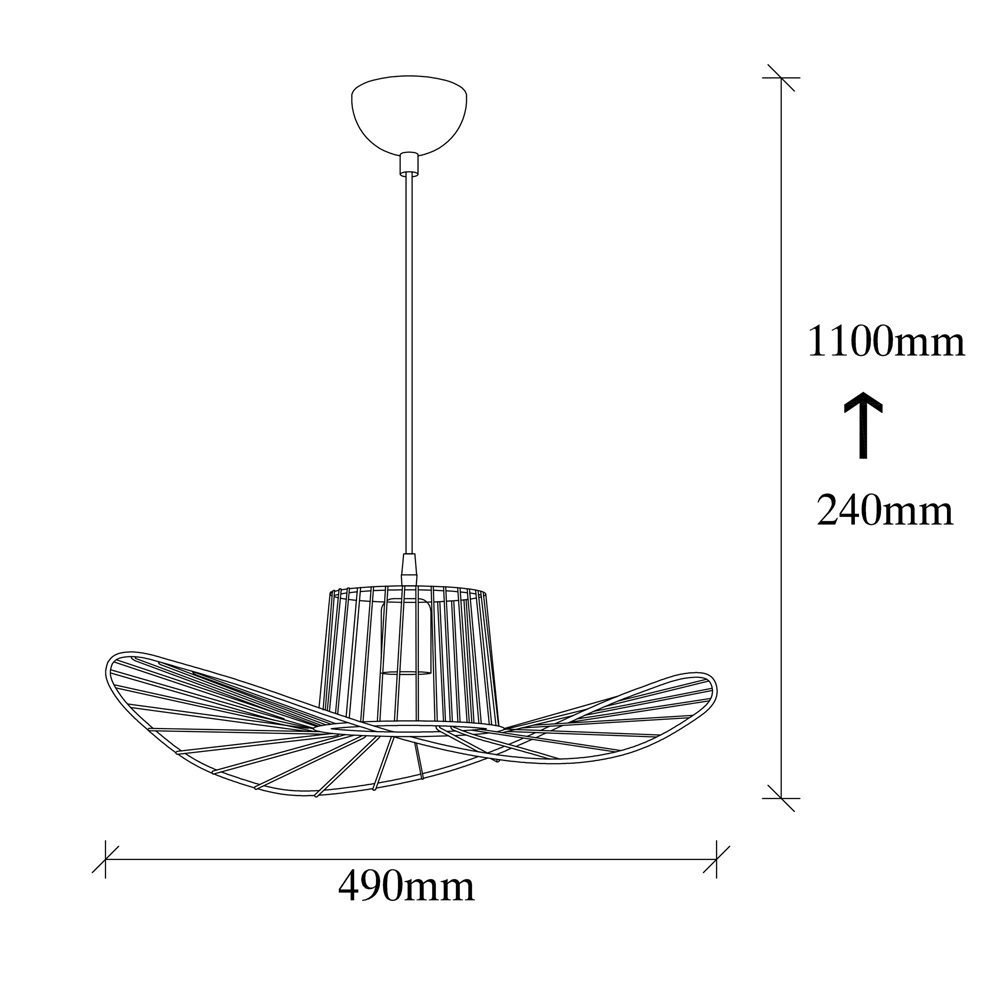 Titan Metal Hat Shape Ceiling Pendant Light in Black