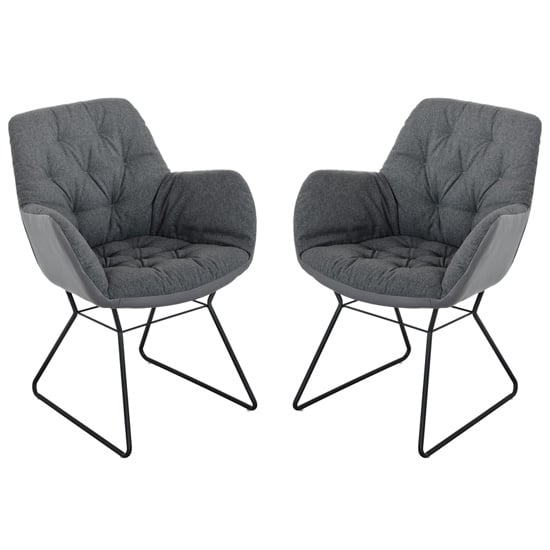 Read more about Titania grey two tone faux leather dining chairs in pair