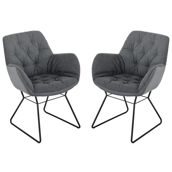 Titania Grey Two Tone Faux Leather Dining Chairs In Pair