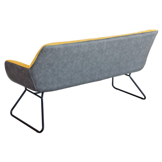 Titania Two Tone Faux Leather 3 Seater Sofa In Yellow_2