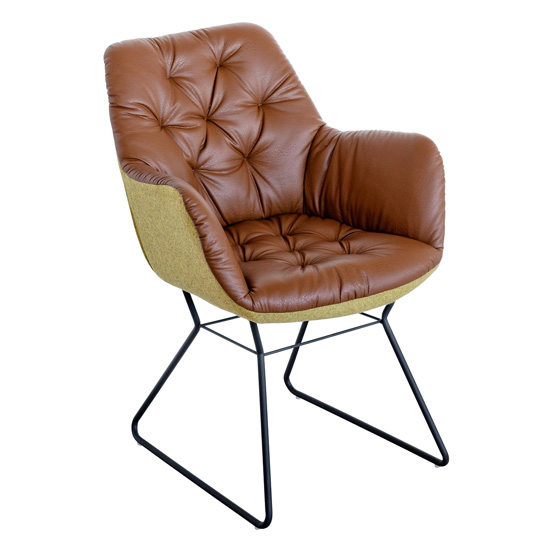 Photo of Titania two tone faux leather dining chair in brown