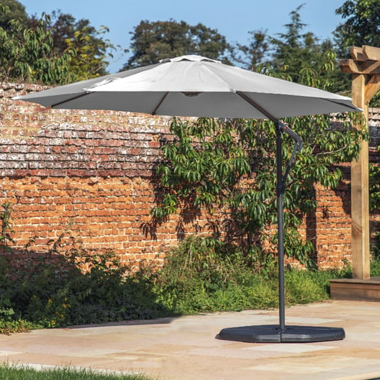Product photograph of Titusville Cantilever Polyester Fabric Parasol In Grey from Furniture in Fashion