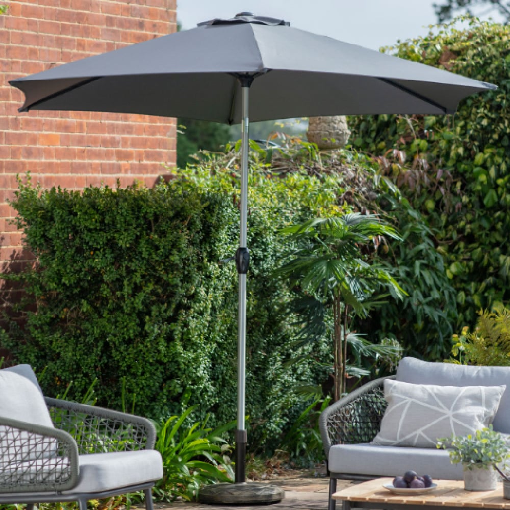 Titusville Outdoor Polyester Fabric Parasol In Grey 2.7m