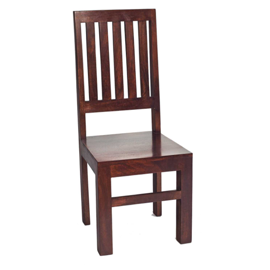 Tivat Dark Mahogany Mango Wood Slat Back Dining Chairs In Pair