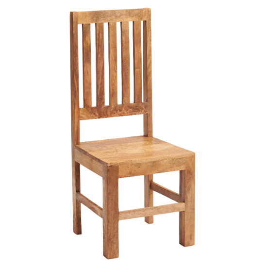 Tivat Light Mahogany Mango Wood Slat Back Dining Chairs In Pair
