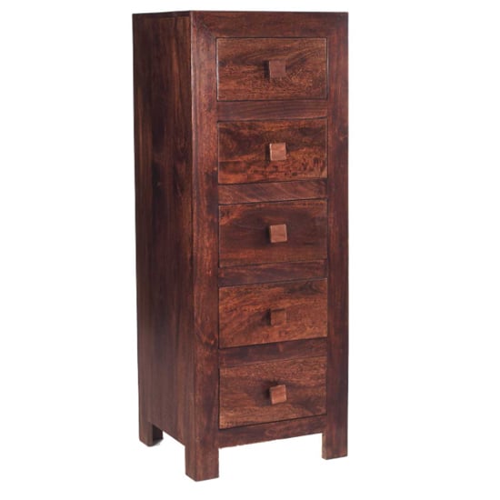Read more about Tivat mango wood chest of 5 drawers in dark mahogany
