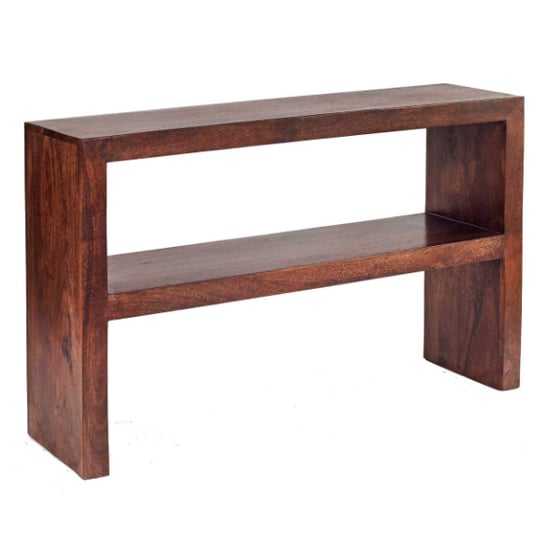 Read more about Tivat mango wood console table in dark mahogany