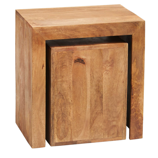 Tivat Mango Wood Cubed Nest Of 2 Tables In Light Mahogany