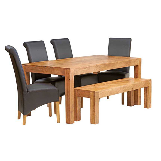 Tivat Mango Wood Dining Table Large In Light Mahogany