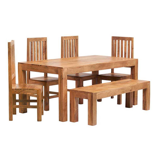 Tivat Mango Wood Dining Table Large In Light Mahogany