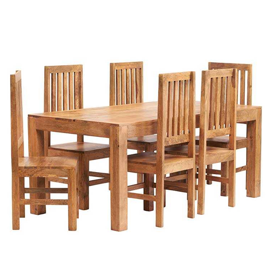 Tivat Mango Wood Dining Table Large In Light Mahogany