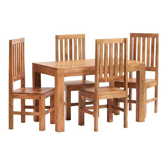 Tivat Mango Wood Dining Table Small In Light Mahogany