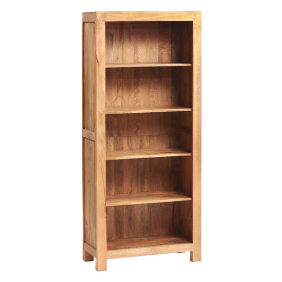 Product photograph of Tivat Mango Wood Open Bookcase Large In Light Mahogany from Furniture in Fashion