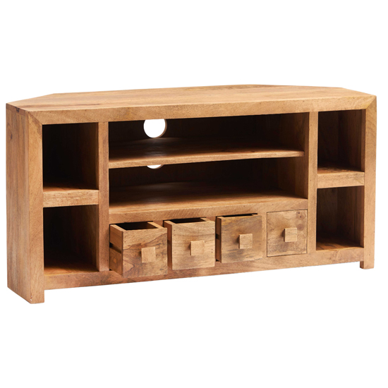 Tivat Mango Wood TV Stand Corner In Light Mahogany