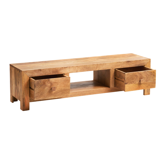 Tivat Mango Wood TV Stand Wide In Light Mahogany