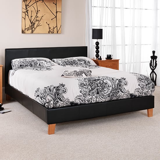 Product photograph of Tivoli Black Faux Leather Small Double Bed from Furniture in Fashion