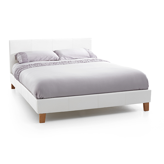 Tivoli White Faux Leather Double Bed Fif, White Faux Leather Headboard Double