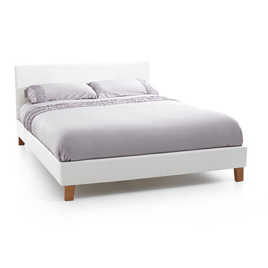 Tivoli White Faux Leather Double Bed Furniture in Fashion