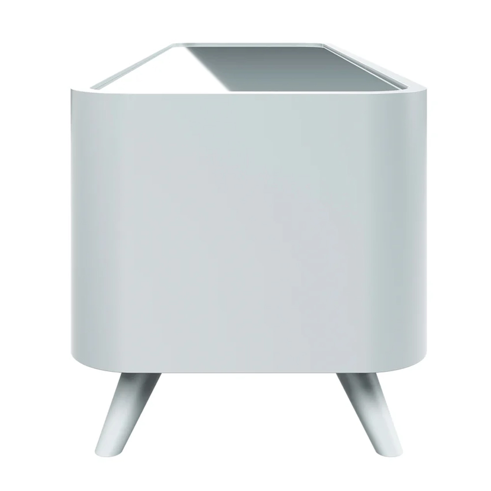Tivori High Gloss TV Stand with 3 Doors In Light Grey with Glass Top