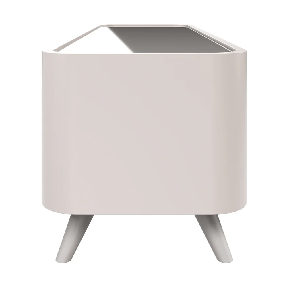 Tivori High Gloss TV Stand with 3 Doors In Taupe with Glass Top
