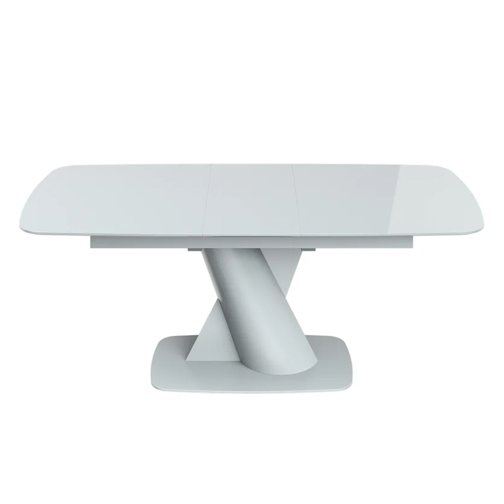 Tivori Large High Gloss Extending Dining Table In Light Grey With Glass Top