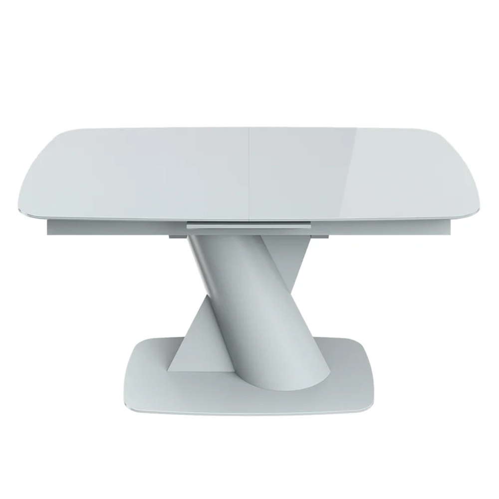 Tivori Large High Gloss Extending Dining Table In Light Grey With Glass Top