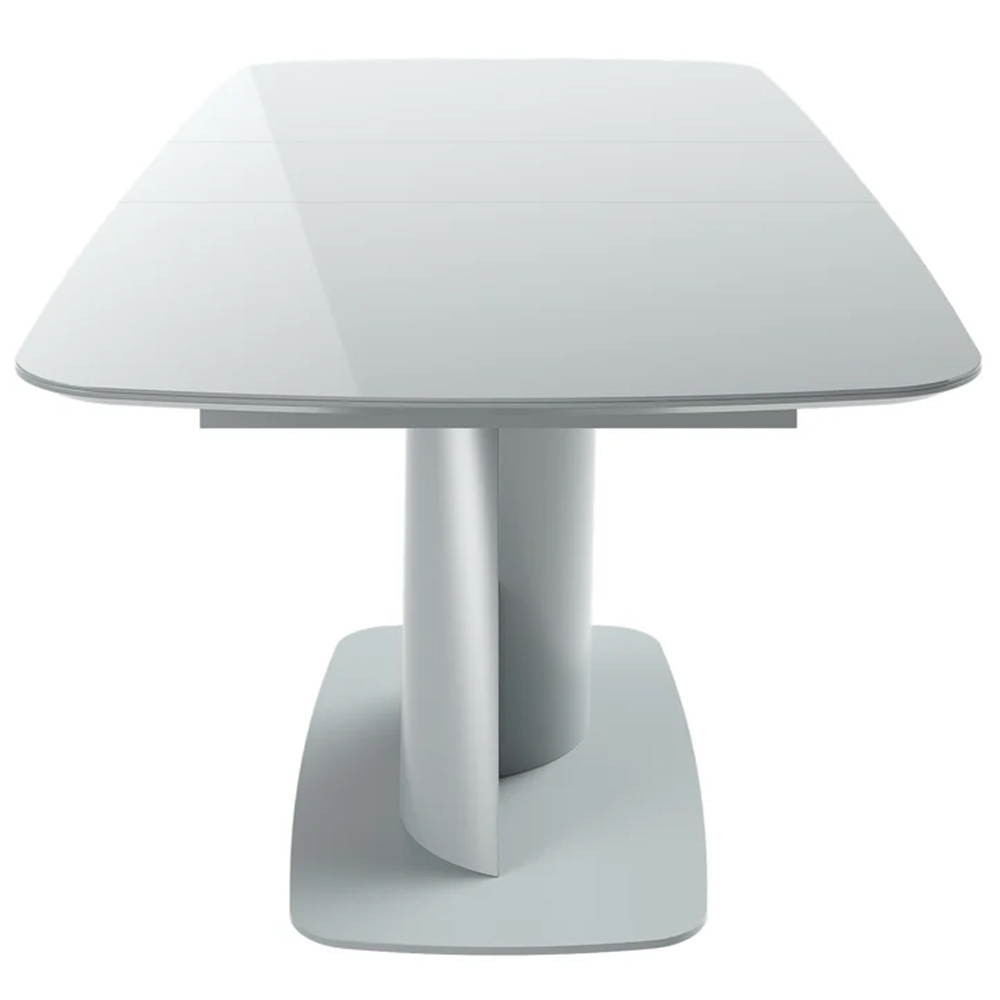 Tivori Large High Gloss Extending Dining Table In Light Grey With Glass Top