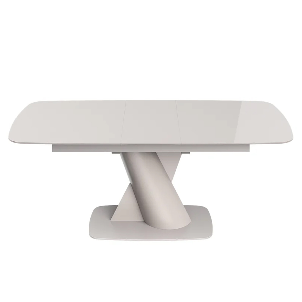 Tivori Large High Gloss Extending Dining Table In Taupe With Glass Top