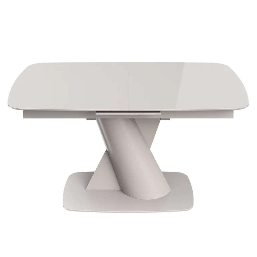 Tivori Large High Gloss Extending Dining Table In Taupe With Glass Top