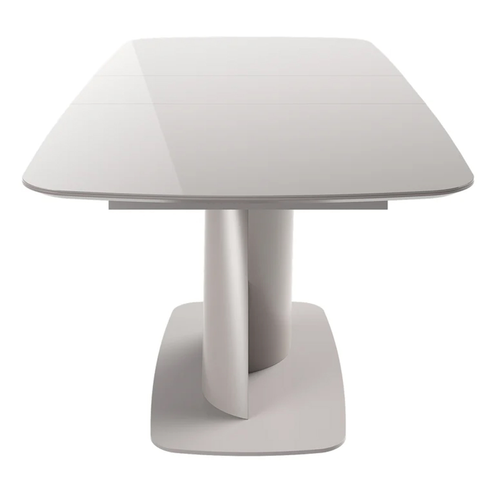 Tivori Large High Gloss Extending Dining Table In Taupe With Glass Top