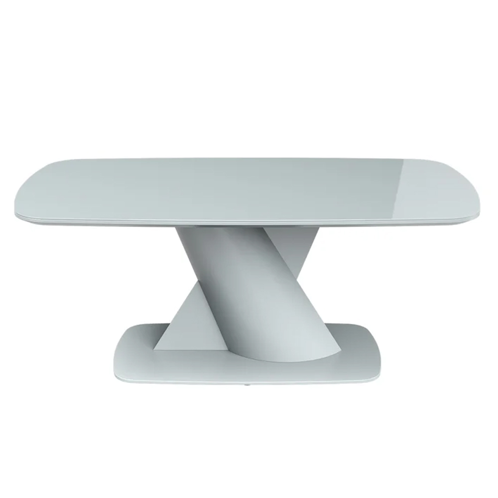 Tivori Rectangular High Gloss Coffee Table In Light Grey With Glass Top