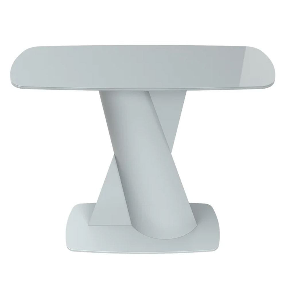 Tivori Rectangular High Gloss Console Table In Light Grey With Glass Top