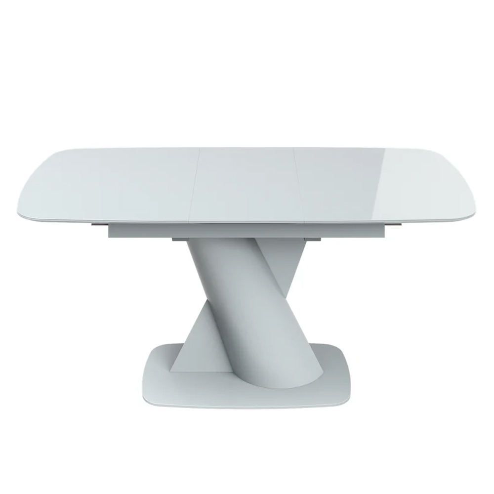 Tivori Small High Gloss Extending Dining Table In Light Grey With Glass Top
