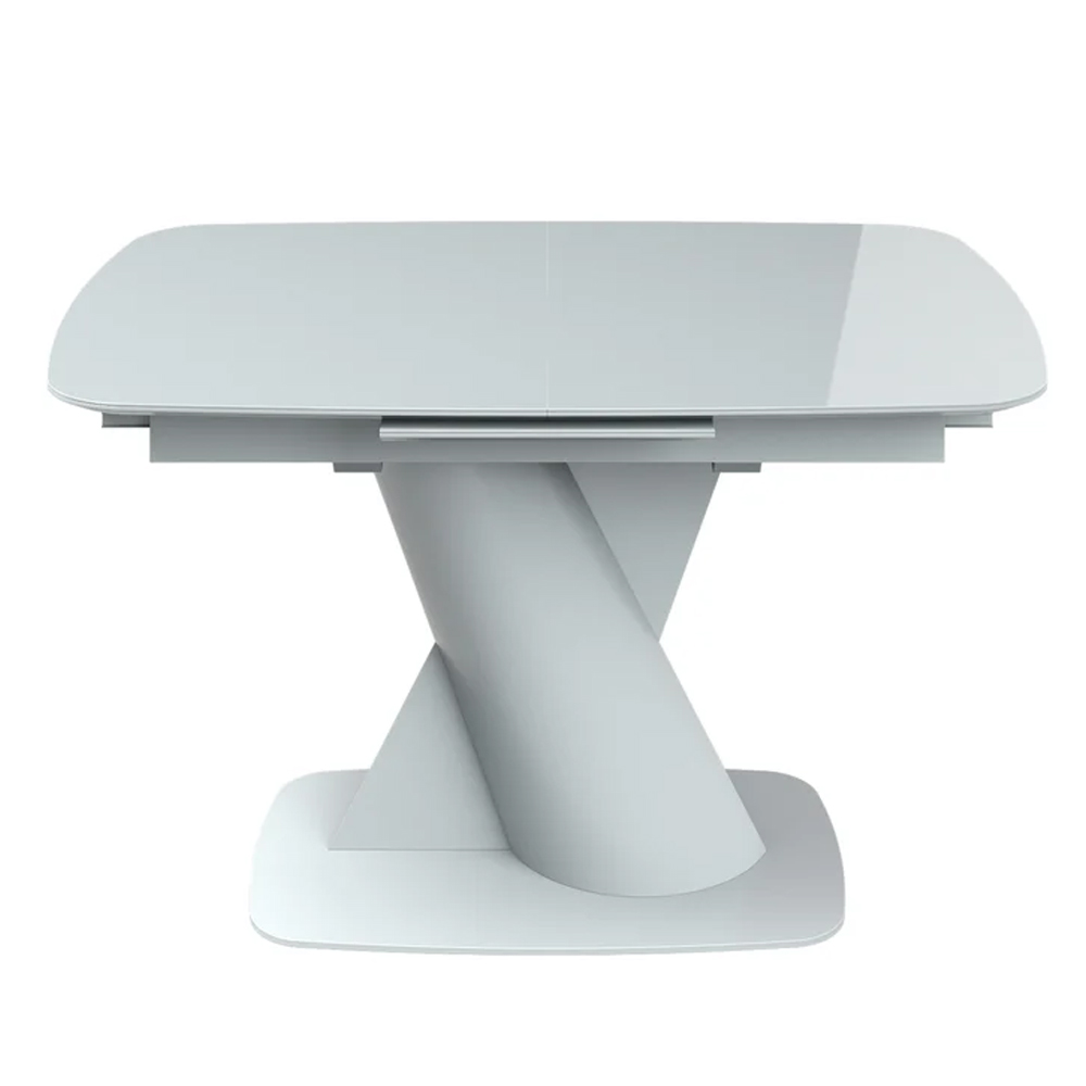 Tivori Small High Gloss Extending Dining Table In Light Grey With Glass Top