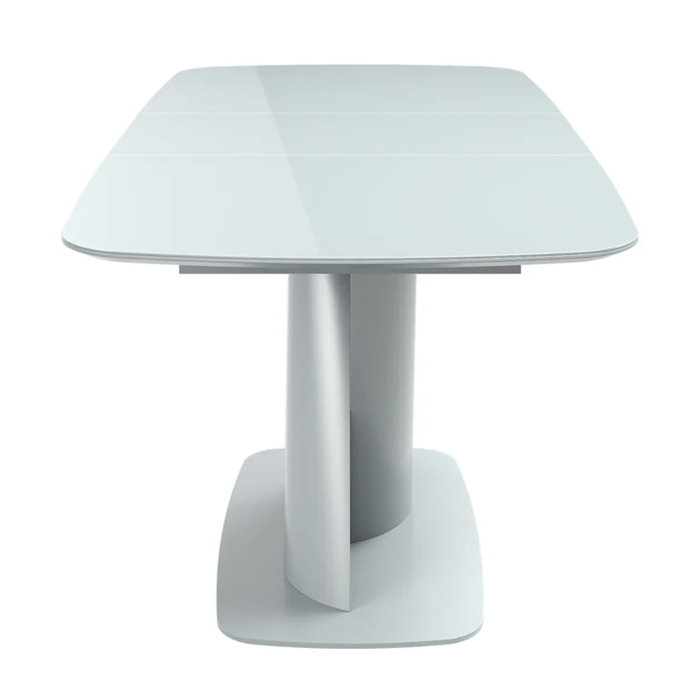 Tivori Small High Gloss Extending Dining Table In Light Grey With Glass Top