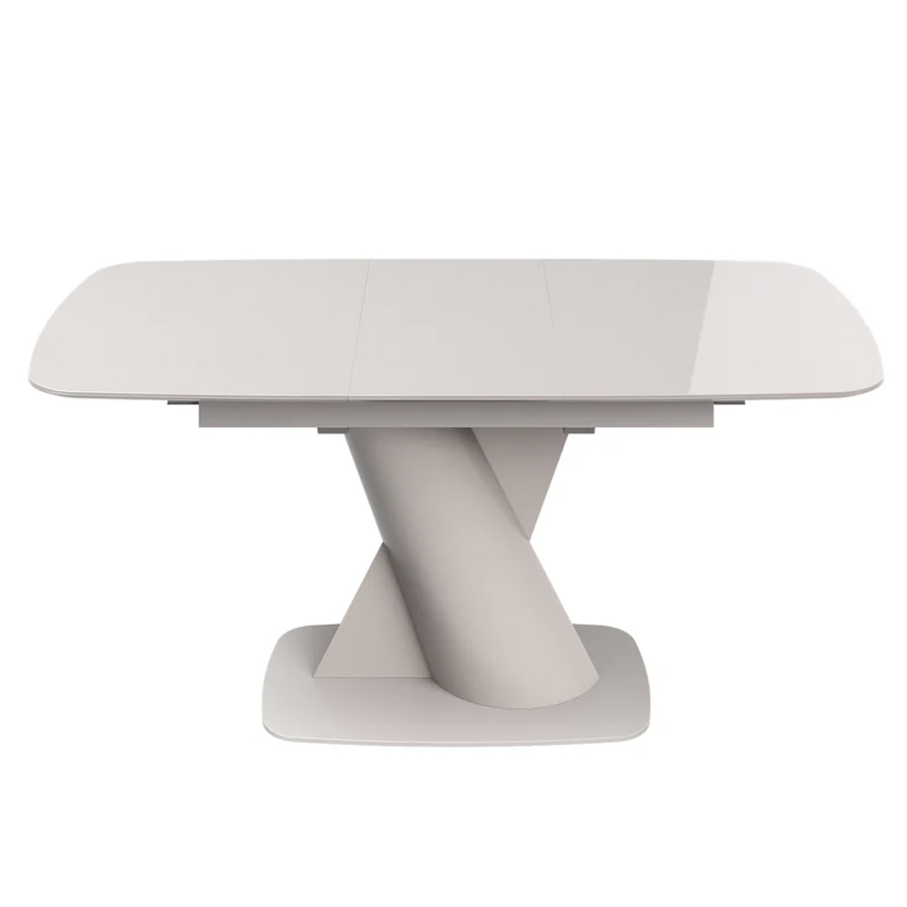 Tivori Small High Gloss Extending Dining Table In Taupe With Glass Top
