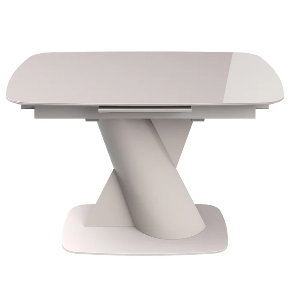 Tivori Small High Gloss Extending Dining Table In Taupe With Glass Top