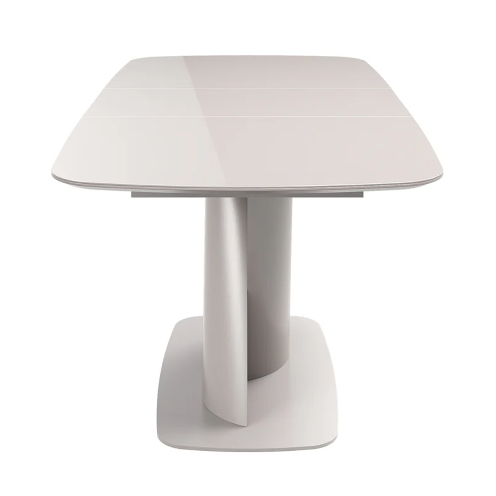 Tivori Small High Gloss Extending Dining Table In Taupe With Glass Top