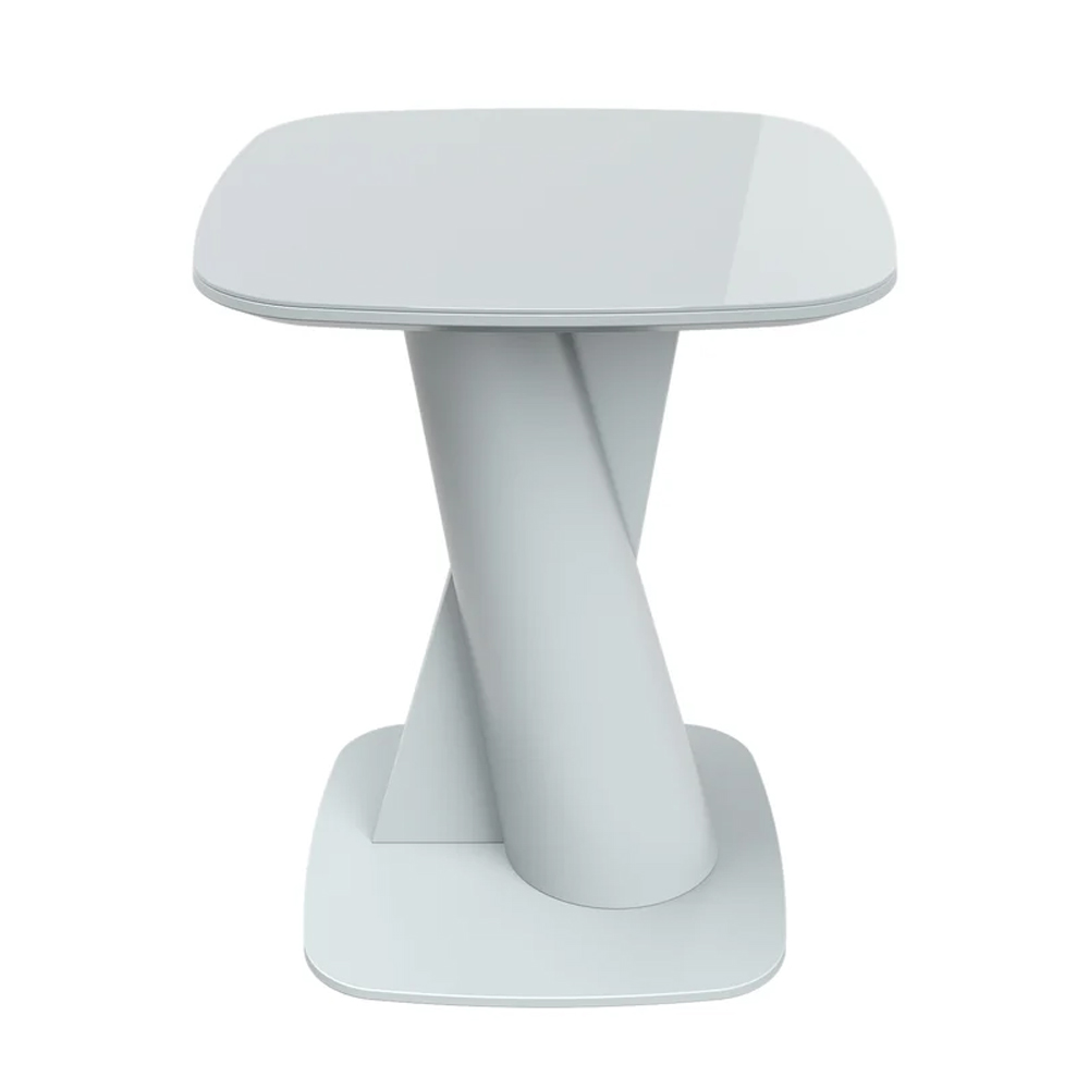 Tivori Square High Gloss Side Table In Light Grey With Glass Top