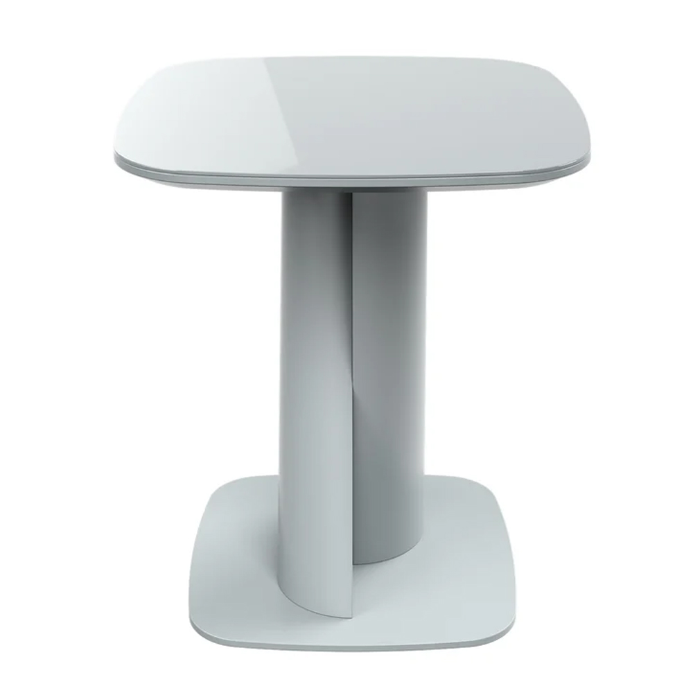 Tivori Square High Gloss Side Table In Light Grey With Glass Top