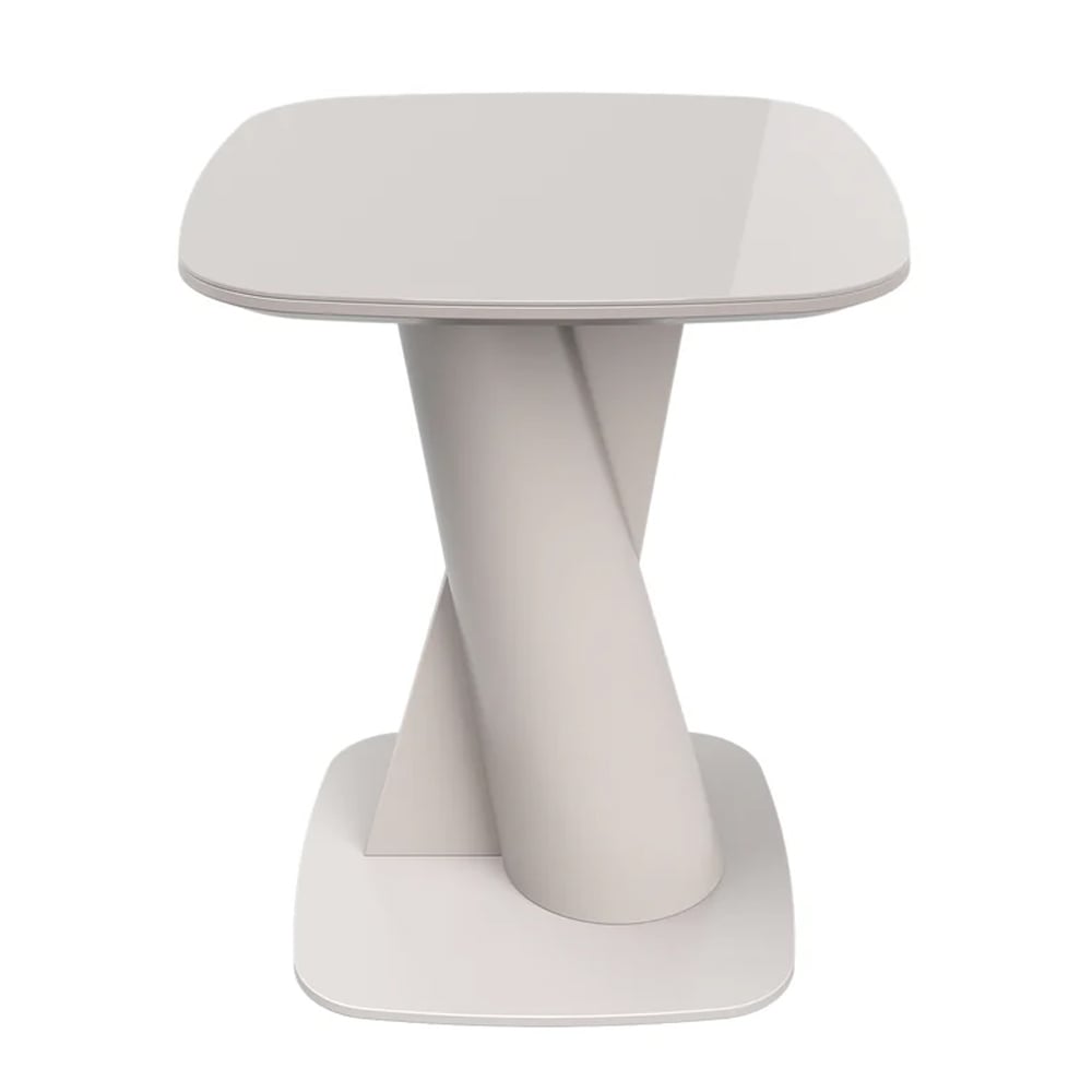 Tivori Square High Gloss Side Table In Taupe With Glass Top