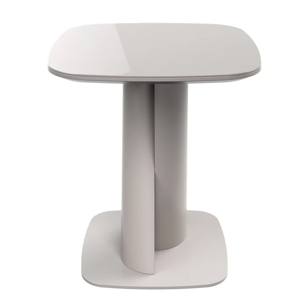 Tivori Square High Gloss Side Table In Taupe With Glass Top