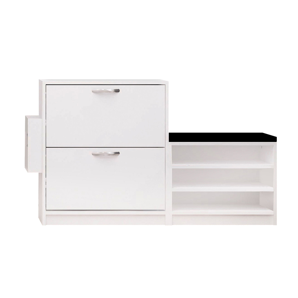 Tlosio Wooden Shoe Storage Cabinet with Bench in White