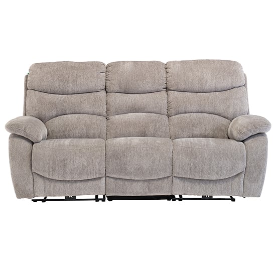 Toccoa Fabric Electric Recliner 3 Seater Sofa In Light Grey